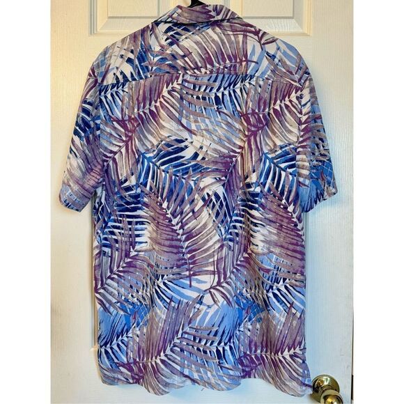 Tommy Bahama San Juan Fronds Silk Men's Hawaiian Blue/Lavender Camp Shirt XL - Picture 5 of 12